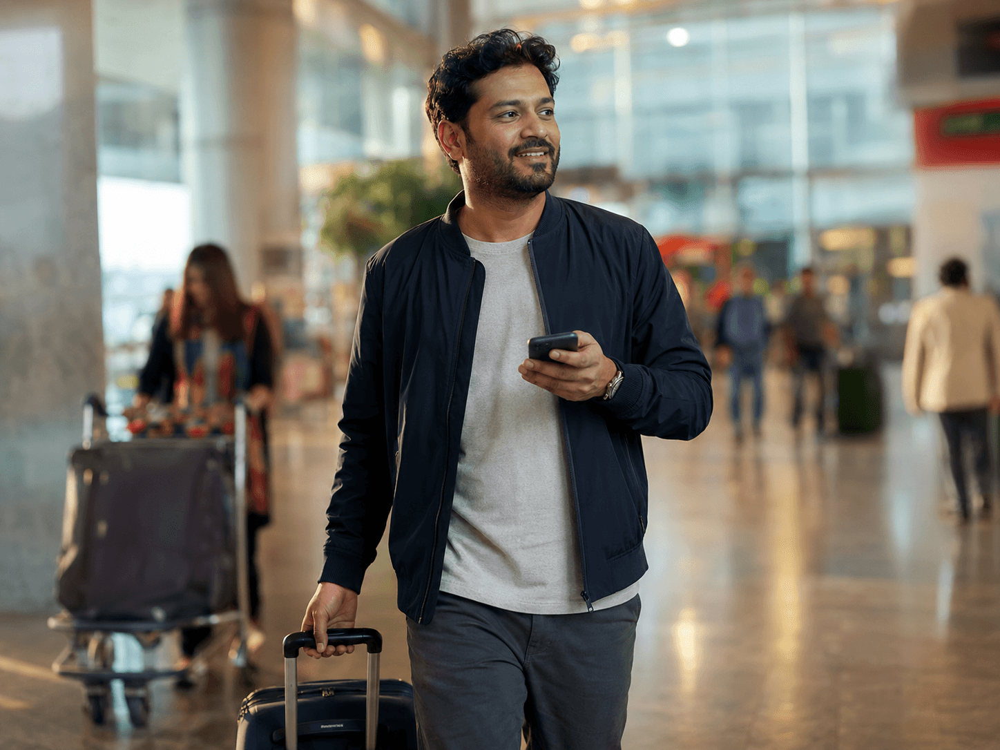 Traveler at a transit hub